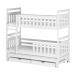 Drveni dječji krevet na kat Klara s tri kreveta i ladicom, 180 x 80 cm, bijeli