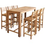 vidaXL Barski stol i stolice set 7 komada od masivnog drva akacije