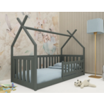 Drveni dječji krevet Bodzio 160x80 cm, grafit