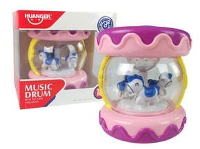 Colorful Drum with a Merry-Go-Round Animal Sounds Pink