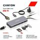CANYON 9 in 1 USB C hub, with 1*HDMI: 4K*30Hz,1*Gigabit Ethernet,, 1*Type-C PD charging port, Max 100W PD input. 2*USB3.0,transfer speed up to 5Gbps. 1*USB 2.0, 1*SD, 1*3.5mm audio jack, cable 18cm, A CNS-TDS11 CNS-TDS11