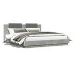 Okvir kreveta s uzglavljem siva boja betona 180 x 200 cm drveni