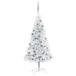 Umjetno božićno drvce LED sa setom kuglica srebrno 150 cm PET