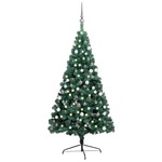 vidaXL Umjetna polovica božićnog drvca LED s kuglicama zelena 150 cm