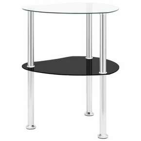 Bočni stolić s 2 razine prozirni/crni 38x38x50cm kaljeno staklo