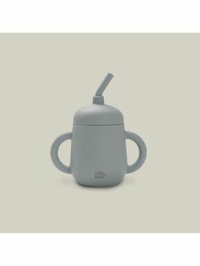 InterBaby Silikonska čaša za malu djecu sa slamkom Petrol Grey