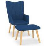 Stolica za opuštanje s osloncem za noge plava od tkanine