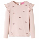 vidaXL Dječja majica dugih rukava s uzorkom vrabaca ružičasta 92