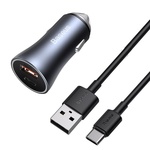 Baseus Golden Contactor Pro auto punjač, USB + USB-C, QC4.0+, PD, SCP, 40W (sivo)