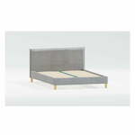Sivi tapecirani bračni krevet s podnicom 140x200 cm Tina – Ropez