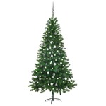 vidaXL Umjetno božićno drvce s LED svjetlima i kuglicama 180 cm zeleno
