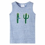 vidaXL Dječja majica bez rukava s uzorkom kaktusa plava prošarana 116