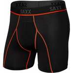 SAXX Kinetic Boxer Brief Black/Vermillion S Donje rublje za fitnes
