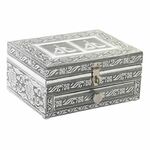 Jewelry box DKD Home Decor 17,5 x 13 x 8 cm Silver Wood Aluminium Green