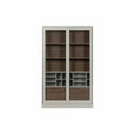 Svijetlo siva/u prirodnoj boji vitrina od masivnog bora s kliznim vratima 125x200 cm James – WOOOD