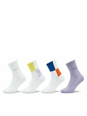 Set od 4 para ženskih viskokih čarapa Levi's® 701224695 White Combo 0989