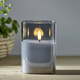 Siva LED voštana svijeća u Star Trading Flamme staklu, visina 12,5 cm