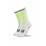 Visoke unisex čarape Compressport Aero XU00054B White/Safe Yellow/Neo Pink