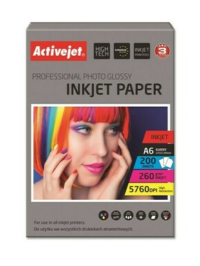 Sjajni fotopapir za tintne pisače Activejet AP6-260GR200 (A6