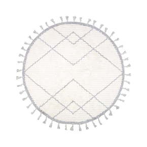 Bijelo-sivi pamučni ručno izrađeni tepih Nattiot