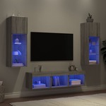 vidaXL 5-dijelni zidni TV elementi s LED svjetlima boja sivog hrasta