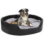 vidaXL Krevet za pse crno-sivi 99 x 89 x 21 cm od pliša i umjetne kože