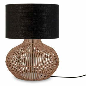 Crna/u prirodnoj boji stolna lampa s tekstilnim sjenilom (visina 48 cm) Kalahari – Good&amp;Mojo