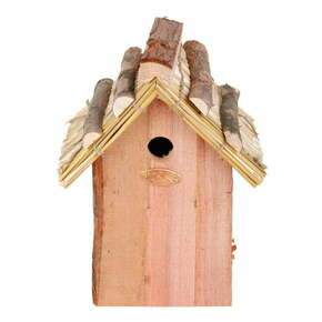 Kućica za ptice od jelovine sa slamnatim krovom Esschert Design Antic
