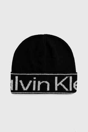 Kapa s dodatkom vune Calvin Klein boja: crna
