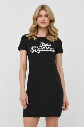 Pamučna haljina Love Moschino boja: crna