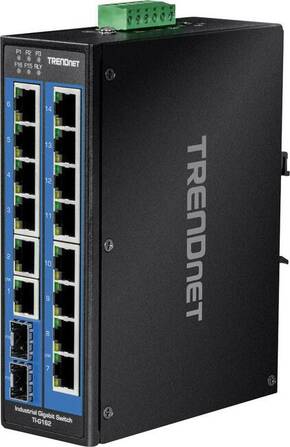 TRENDnet TI-G162 Industrijski gigabitni prekidač sa 16 priključaka na DIN-šinu TrendNet TI-G162 industrijski Ethernet preklopnik