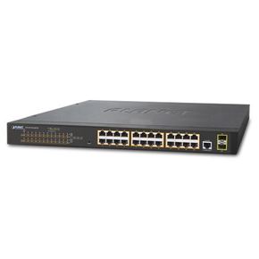 Planet Managed 24-Port GbE 802.3at PoE (30w/port) + 2-Port SFP Switch (300W) PLT-GS-4210-24P2S