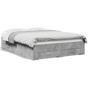 Okvir kreveta s ladicama siva boja betona 140x190 cm drveni