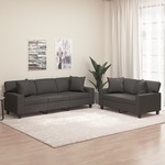2-dijelni set sofa s jastucima sivi od umjetne kože