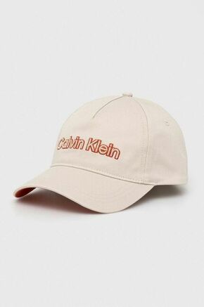 Pamučna kapa sa šiltom Calvin Klein boja: bež
