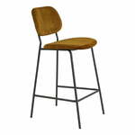 Baršunasta barska stolica u boji senfa 92 cm Emma - Light &amp; Living