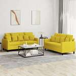 2-dijelni set sofa s jastucima žuti baršunasti