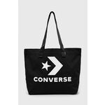 Torba Converse boja: crna - crna. Velika shopper torbica iz kolekcije Converse. bez kopčanja model izrađen od tekstilnog materijala.