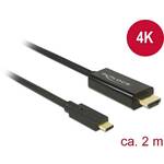 Delock USB-C™ / HDMI adapterski kabel USB-C™ utikač, HDMI A utikač 2.00 m crna 85259 pozlaćeni kontakti USB-C™ Display kabel
