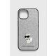 Karl Lagerfeld KLHCP15SGCNPSG Apple iPhone 15 hardcase Fixed Glitter Choupette Logo Metal Pin silver