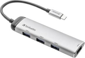 Verbatim 4 ulaza USB 3.2 Gen 1 hub (USB 3.0) sa USB-C utikačem