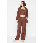 Ženske hlače Trendyol Wide smeđa TWOAW23PL00174/Brown