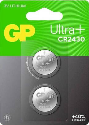 GP gumbasta baterija CR 2430 3 V 2 St. 300 mAh Li-MnO2 GP Ultra Plus Batterie Lithium Knopfzelle CR2430 2 Stück