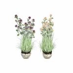 Decorative Plant DKD Home Decor Vase 20 x 20 x 78 cm Porcelain Pink PVC (2 Units)