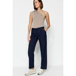 Trendyol mornarsko plave hlače ravnog kroja tkane hlače plava TWOSS23PL00043/Navy blue