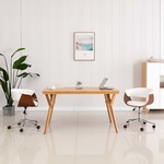 vidaXL Okretna blagovaonska stolica od drva i umjetne kože bijela