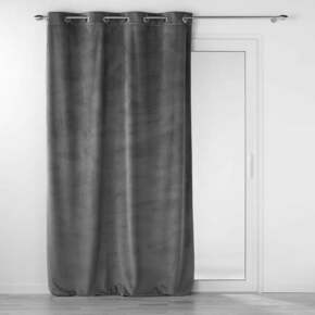 Antracitno siva zavjesa od samta 140x260 cm Velouriane – douceur d'intérieur