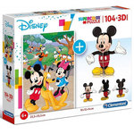 Disney: Mickey Mouse puzzle 104kom + 3D Mickey - Clementoni