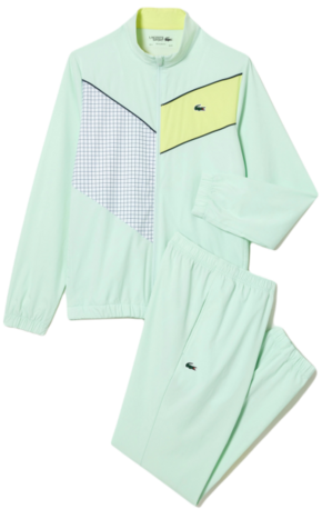 Muška teniska trenerka Lacoste Stretch Fabric Tennis Sweatsuit - light green/yellow/white