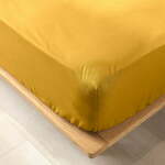 Žuta plahta s gumom od organskog pamuka 90x190 cm Biolina – douceur d'intérieur